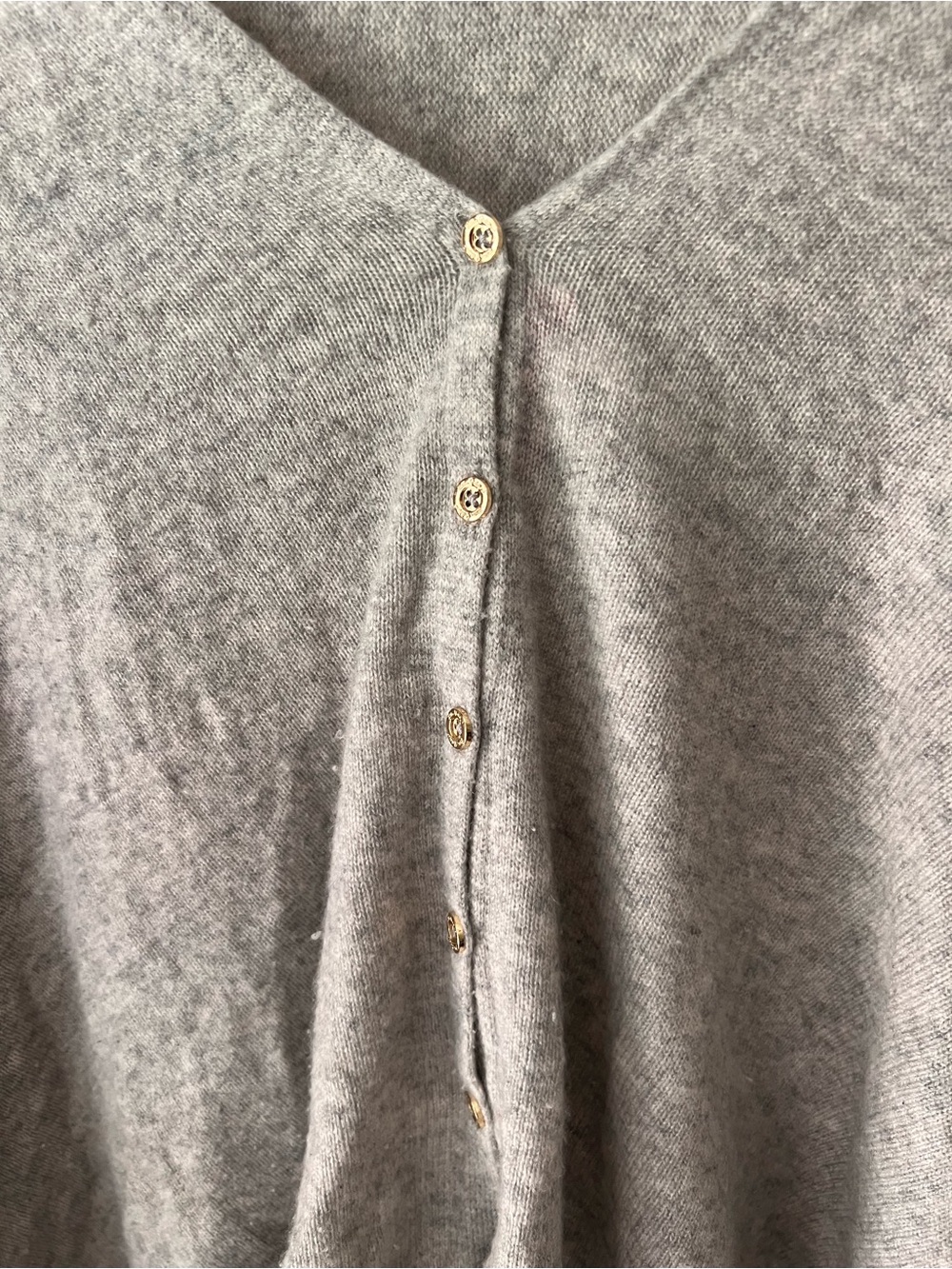Lilly Pulitzer Light Gray Button-Front Women's Sweater Poncho - Picture 4 of 8